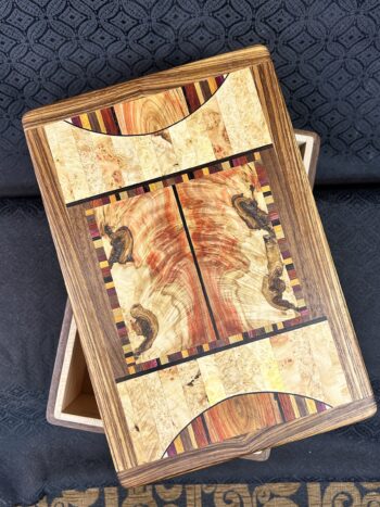 Tea Box: Walnut w/ 162-pc top in Zebrawood