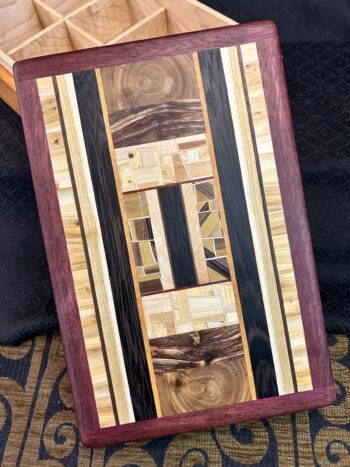 Tea Box: Tigerwood w/ 196-pc top in Purple Heart