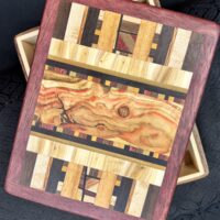 MID Size Box: Walnut w/ 152-pc top framed in Purple Heart
