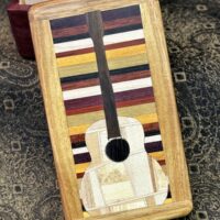 MINI: Purple Heart with 96-pc framed in Yellow Tarara (guitar motif)