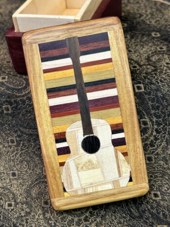 MINI: Purple Heart with 96-pc framed in Yellow Tarara (guitar motif)